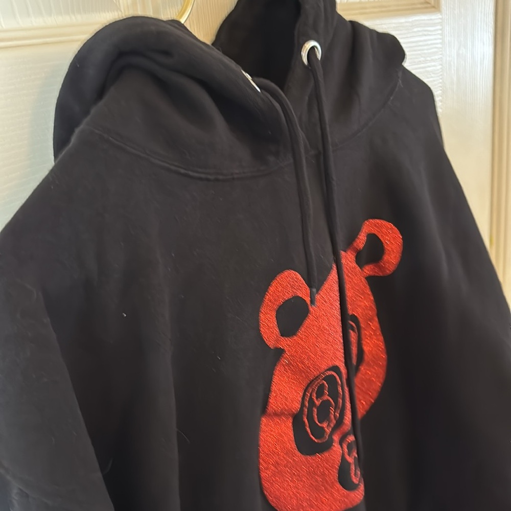Sun Tees Black Hoodie with Red Glitter Bear - Picture 3 of 5